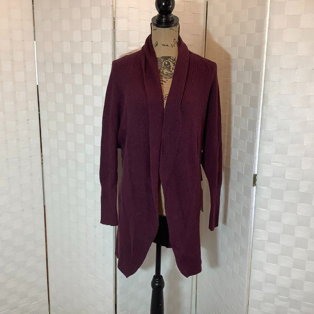NWT Leith plum - burgundy knit cardigan sweater size XS